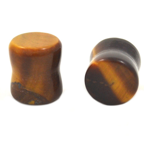 Golden Tiger Eye Stone Double Flared Plugs (8g-1")
