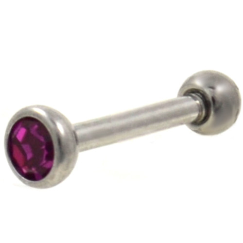 Fuchsia CZ Top Steel Cartilage/Helix Barbell 18g 