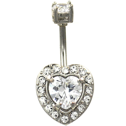 Radiant Heart Sparkle Steel Belly Ring