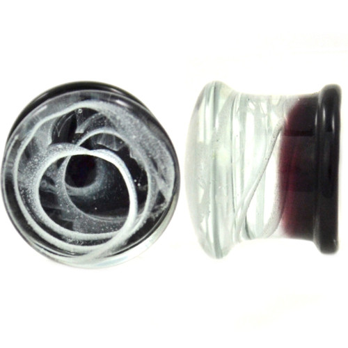 Smoke Swirls Pyrex Glass Plugs (2g-5/8")
