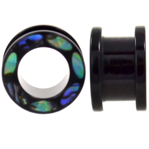 Oval Shaped Abalone Inlay Rim Tunnels (0g-5/8")