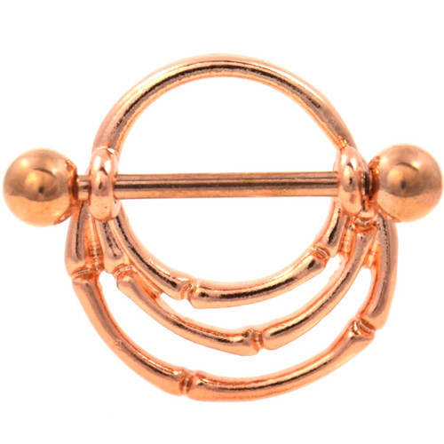 PAIR - Crooked 3 Layer Rose Gold-Tone Nipple Shields