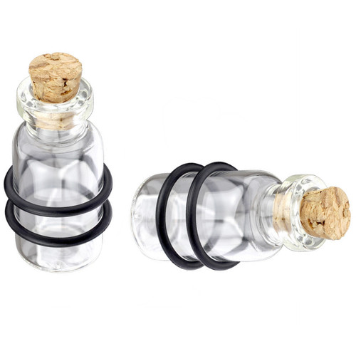 Unique Cork and Bottle Clear Plugs (00g-5/8")