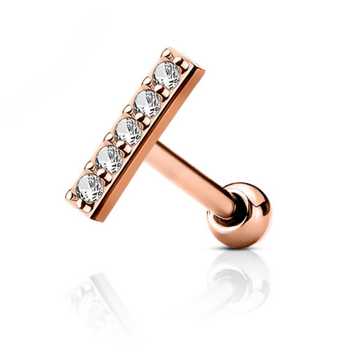 Clear CZ Lined Rose Gold-Tone Cartilage Stud