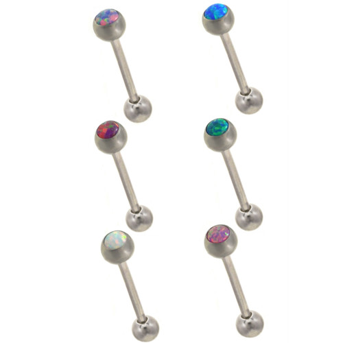 Press-Fit Synthetic Opal Ball Tongue Ring 14g 5/8"