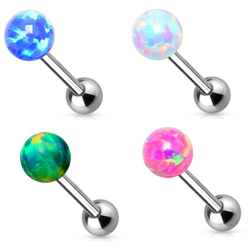 Synthetic Opal Ball Top Tongue Ring 14g 5/8"