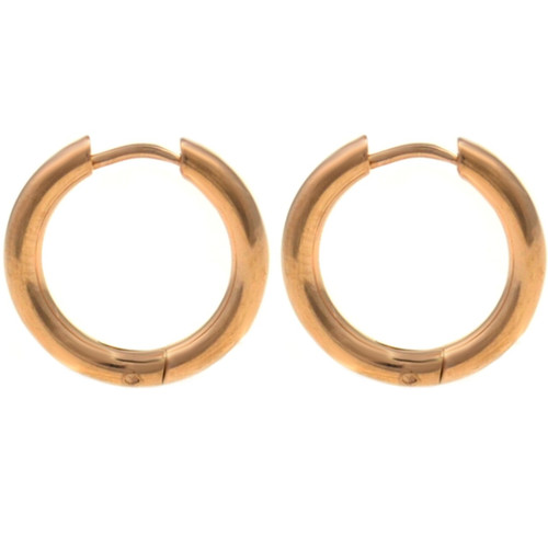 Rose Gold-Tone IP Hinge Hoop Earrings (10-20mm)