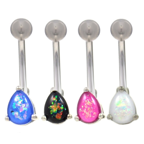 Opalescent Glitter Teardrop Steel Belly Ring