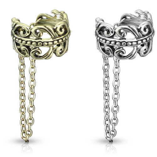 Celtic Hearts Chain Dangle Non Piercing Ear Cuff