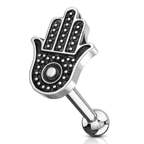 Hamsa Hand Cartilage Tragus Stud 16G 1/4" Hamsa Hand Cartilage Tragus Stud 16G 1/4"