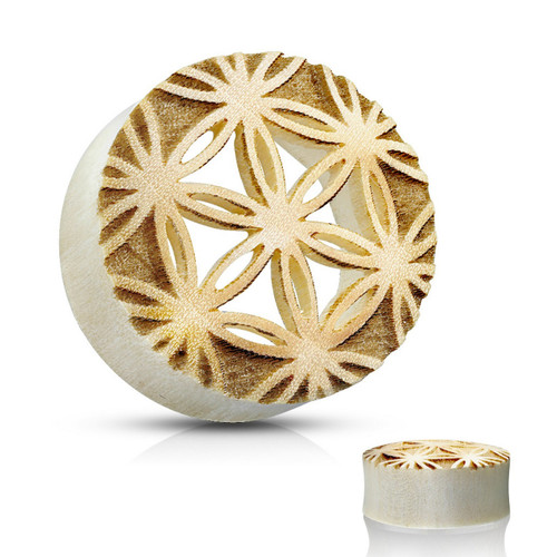 Flower of Life Cut Crocodile Wood Tunnels (1/2"-1")