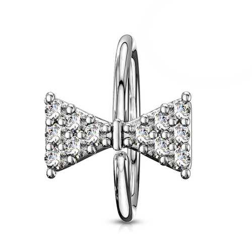 CZ Paved Bow Tie Bendable Nose/Cartilage Hoop 20G CZ Paved Bow Tie Bendable Nose/Cartilage Hoop 20G