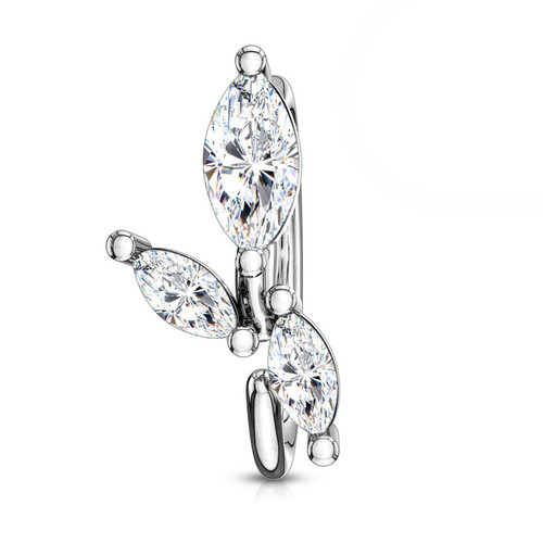 Marquise CZ Vine Bendable Nose/Cartilage Hoop 20G Marquise CZ Vine Bendable Nose/Cartilage Hoop 20G
