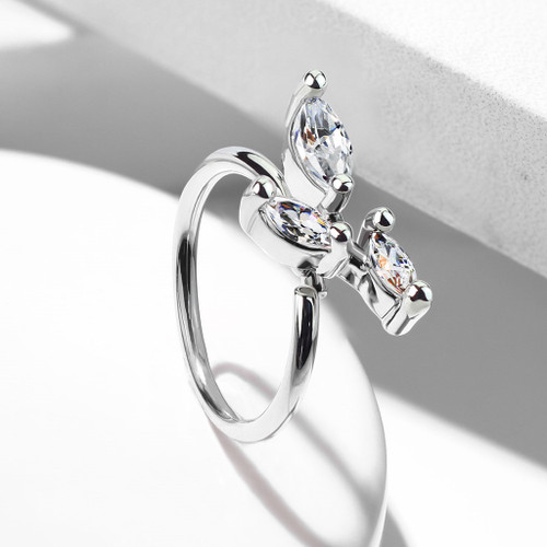 Marquise CZ Vine Bendable Nose/Cartilage Hoop 20G Marquise CZ Vine Bendable Nose/Cartilage Hoop 20G