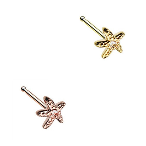 2-Pack Set Starfish Steel Nose Ring Bone Studs