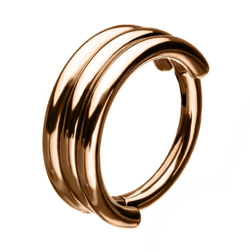 Triple Stack Rose Goldtone Hinged Segment Ring  Hoop