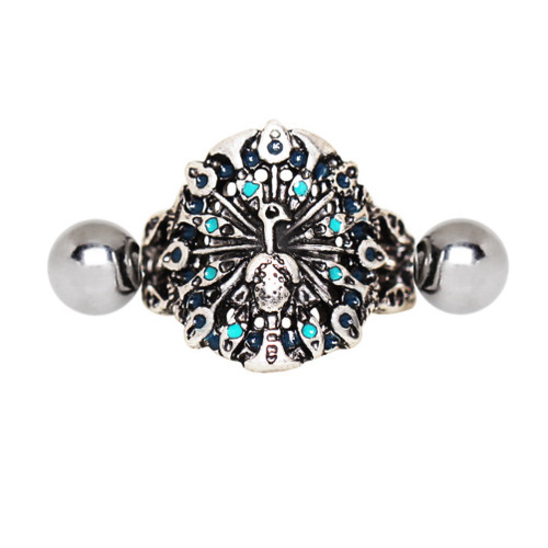 Peacock Design Cartilage Piercing Cuff 16G Peacock Design Cartilage Piercing Cuff 16G