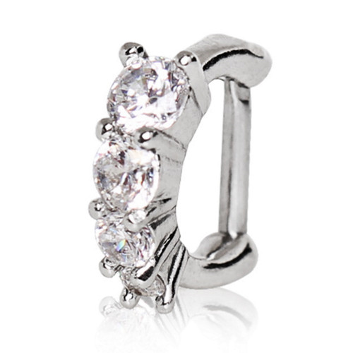 Clear CZ Cascade Cartilage Tragus Clicker Earring