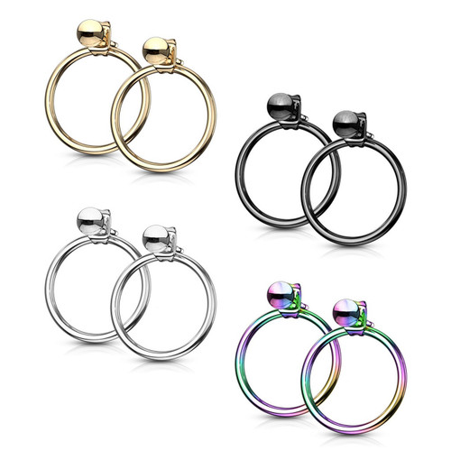 Ball & Hoop Back Steel Ear Jacket Earrings