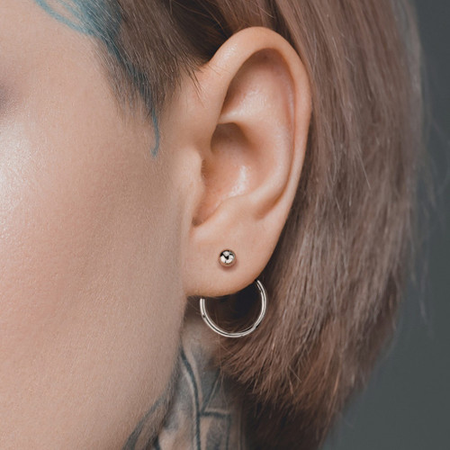 Ball & Hoop Back Steel Ear Jacket Earrings
