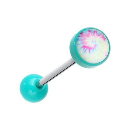 Pastel Tie Dye Tongue Ring Barbell 14G 5/8"