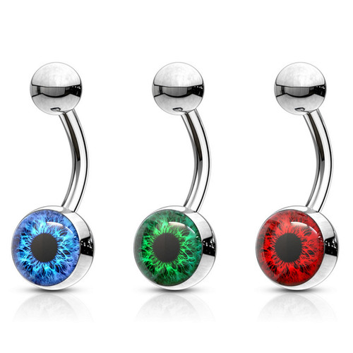 Eyeball Design Steel Belly Ring