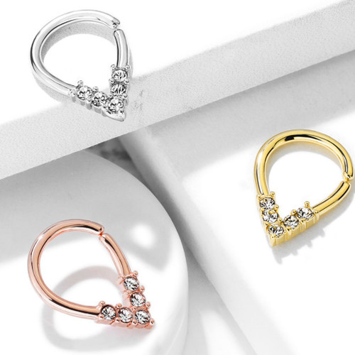 CZ Gemmed Pear Shape  Cartilage/Septum Hoop