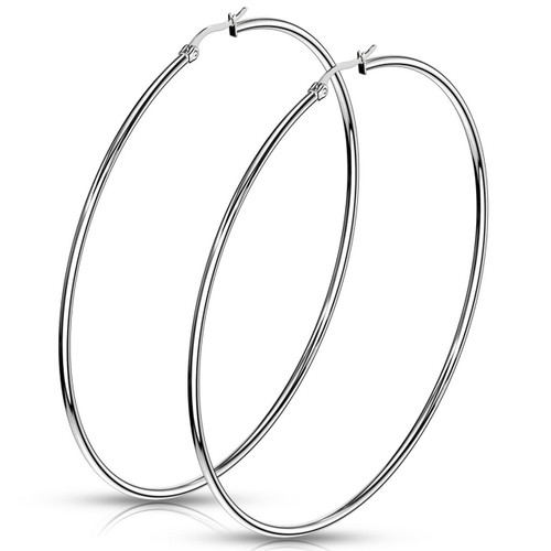 Stainless Steel Rounded Hoop Earrings 20mm-75mm Stainless Steel Rounded Hoop Earrings 20mm-75mm