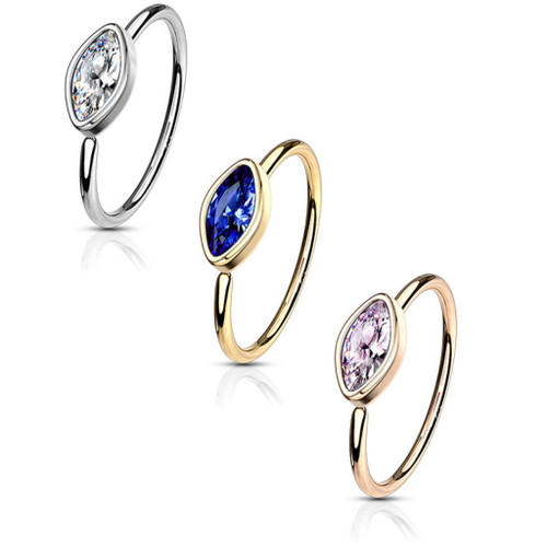 Marquise CZ Top Bendable Nose/Cartilage Hoop Marquise CZ Top Bendable Nose/Cartilage Hoop