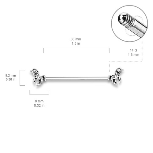 Unicorns Steel Industrial Barbell 14G 1 & 1/2" Unicorns Steel Industrial Barbell 14G 1 & 1/2"