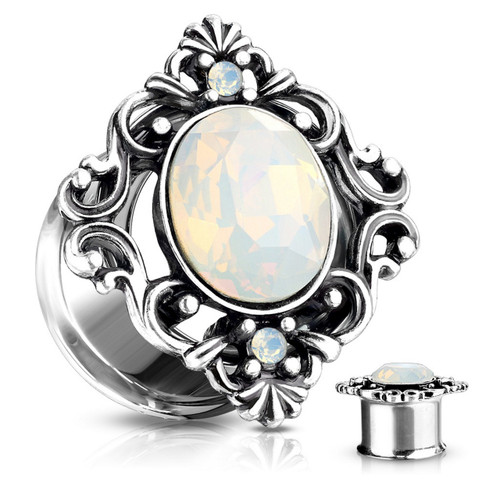Opalite Filigree Square Steel Double Flared Plugs (2g-5/8") Opalite Filigree Square Steel Double Flared Plugs (2g-5/8")