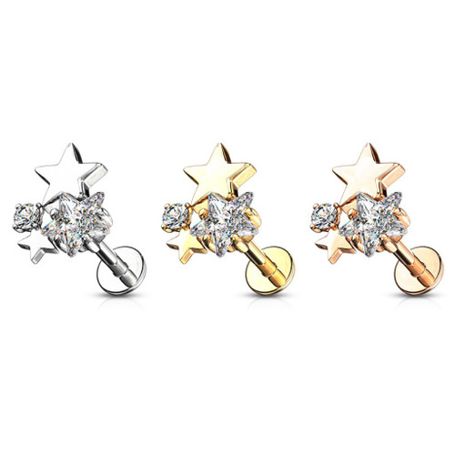 Star Cluster Steel Labret Monroe Bar 16G Star Cluster Steel Labret Monroe Bar 16G