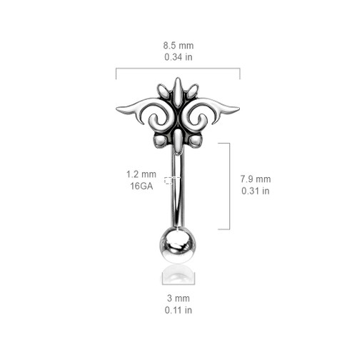 Tribal Design Top Steel Eyebrow Ring Curved Barbell Tribal Design Top Steel Eyebrow Ring Curved Barbell