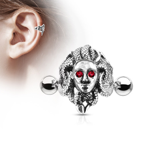 Medusa Front Cartilage Helix Piercing Ear Cuff 16G Medusa Front Cartilage Helix Piercing Ear Cuff 16G