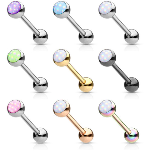 Luminous Epoxy Stone Top Tongue Ring Barbell Luminous Epoxy Stone Top Tongue Ring Barbell