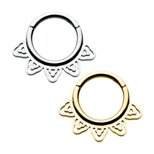 Double Triangle Steel Hinged Segment Ring Hoop 16G