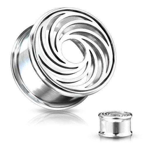 Steel Swirl Face Double Flared Tunnels (0g-1") Steel Swirl Face Double Flared Tunnels (0g-1")