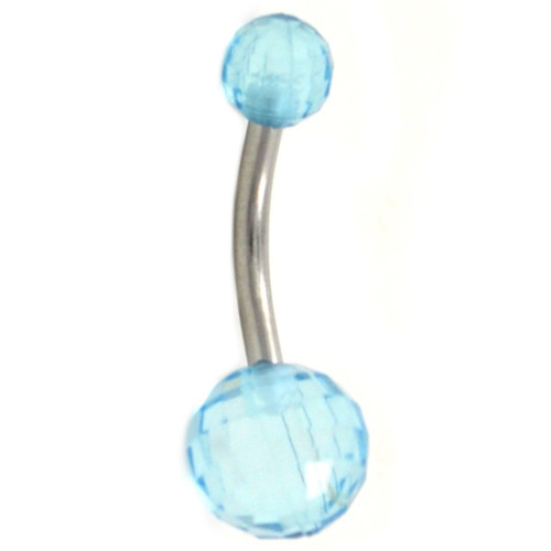 Transparent Blue Mirror Balls Belly Ring