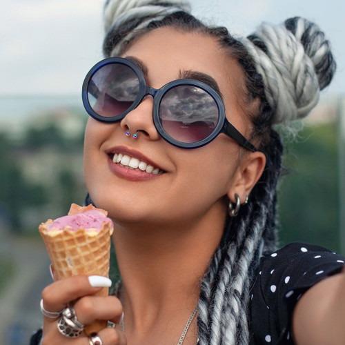 2PC Steel Twisted Bar Rainbow Horseshoe Rings  2PC Steel Twisted Bar Rainbow Horseshoe Rings