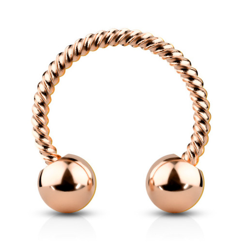 2PC Steel Twisted Bar Rose Goldtone Horseshoe Rings  2PC Steel Twisted Bar Rose Goldtone Horseshoe Rings