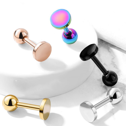 Circle Shape Top Steel Cartilage Tragus Stud 16G Circle Shape Top Steel Cartilage Tragus Stud 16G