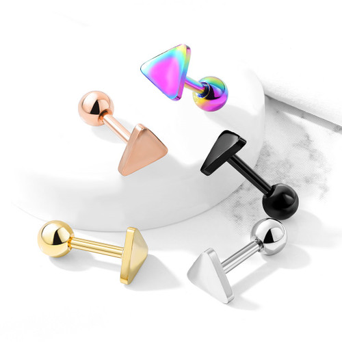 Triangle Shape Top Steel Cartilage Tragus Stud 16G Triangle Shape Top Steel Cartilage Tragus Stud 16G