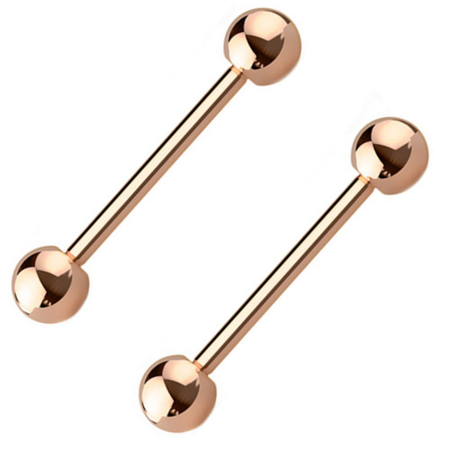 PAIR - 14G Rose Goldtone G23 Titanium Barbells