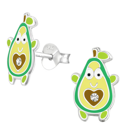 Avocado Man 925 Sterling Silver Stud Earrings