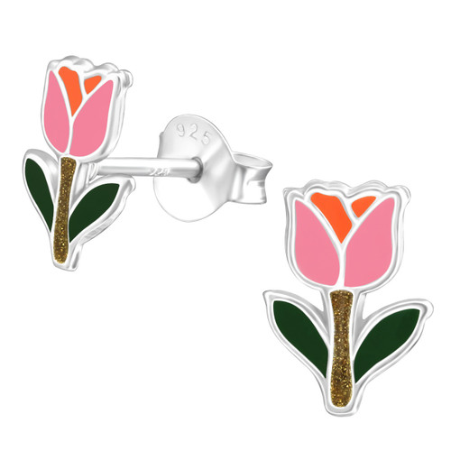 Tulip 925 Sterling Silver Stud Earrings