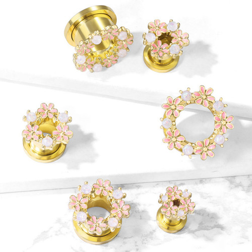 Flower Bouquet Rim Steel Screw-Fit Tunnels (2g-5/8") Flower Bouquet Rim Steel Screw-Fit Tunnels (2g-5/8")