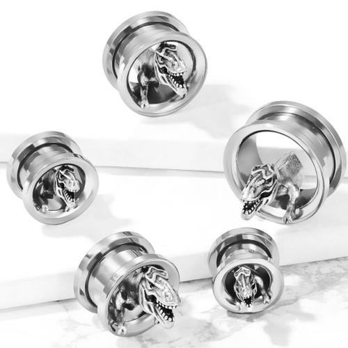 T-Rex Dinosaur Steel Screw-Fit Tunnels (00g-3/4") T-Rex Dinosaur Steel Screw-Fit Tunnels (00g-3/4")