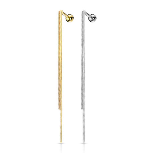 Extra Long Double Chain Dangle Cartilage Tragus Stud 16G Extra Long Double Chain Dangle Cartilage Tragus Stud 16G