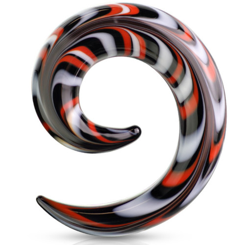 Tri-Color Glass Spiral Ear Tapers (4G-5/8")