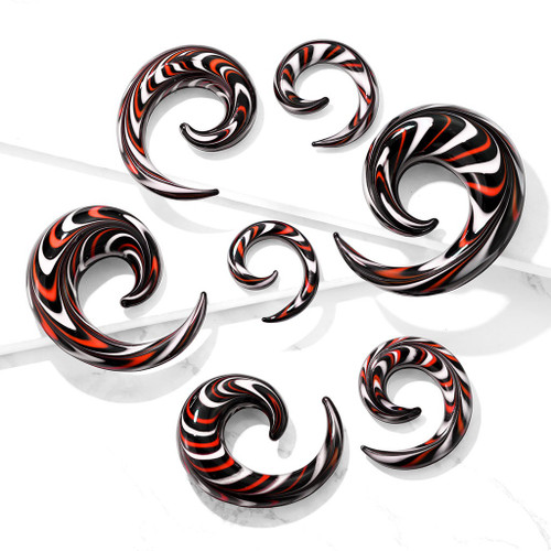 Tri-Color Glass Spiral Ear Tapers (4G-5/8")